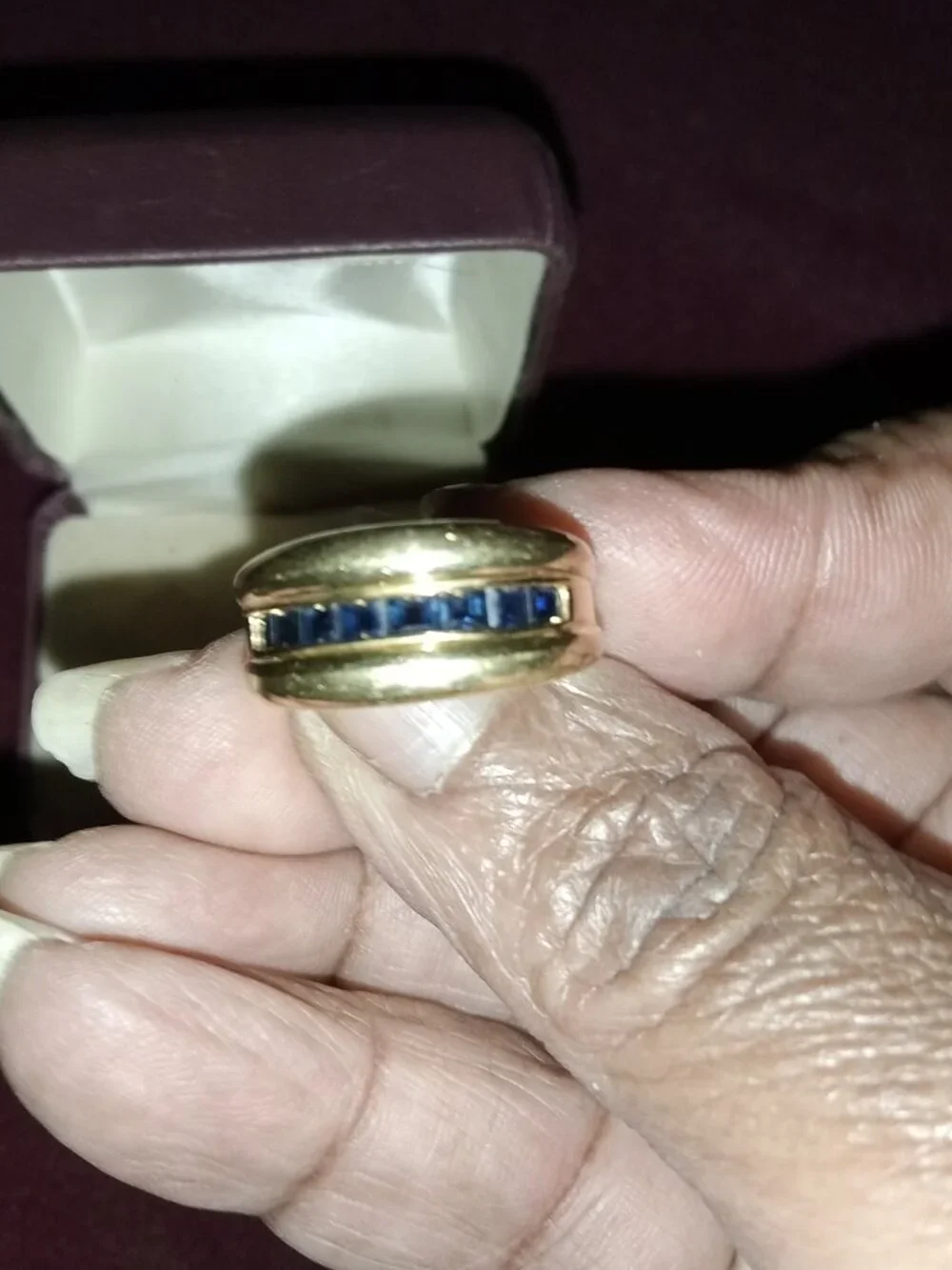 Very Nice 14kt Solid Gold 7.2g Blue Sapphire Men's Ring Sz 7.25